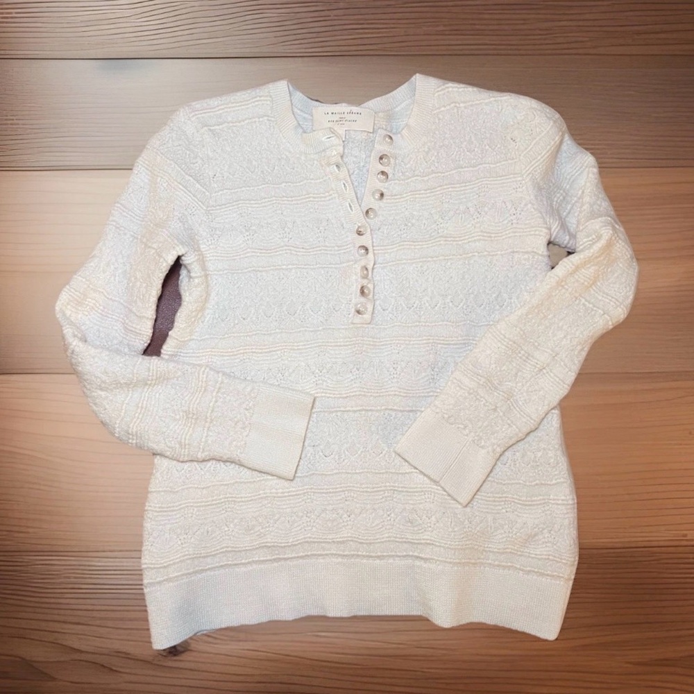 La Maille Sezane Off-White 100% Merino Wool Sweater Size Small